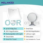 آینه بزرگ نما 20 برابر زوم با نور LED | مناسب آرایش و اصلاح دقیق - Image 2