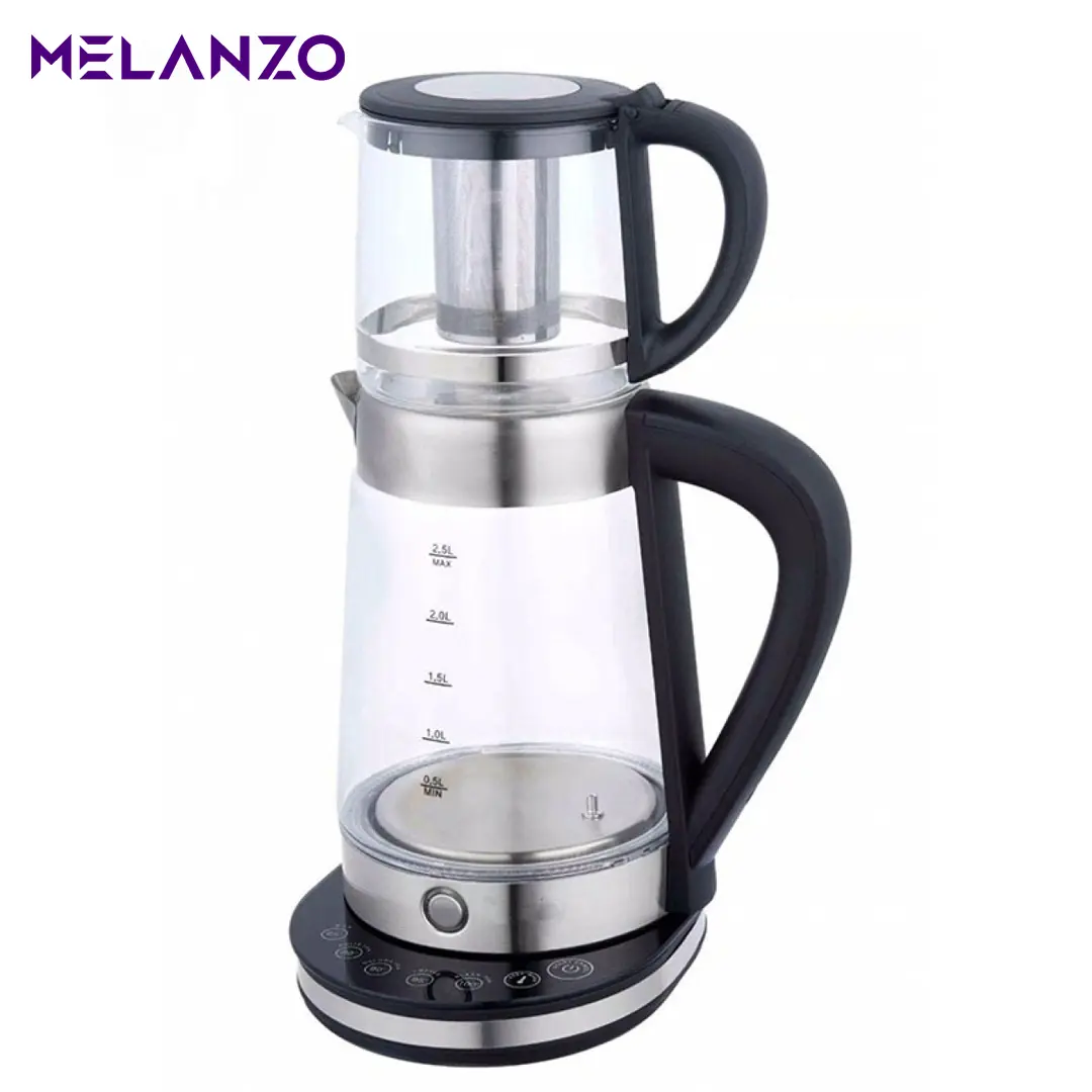 double kettle set unique um-255 چایساز لمسی دوقلو یونیک UM-255 کتری قوری حرفهای - Image 1